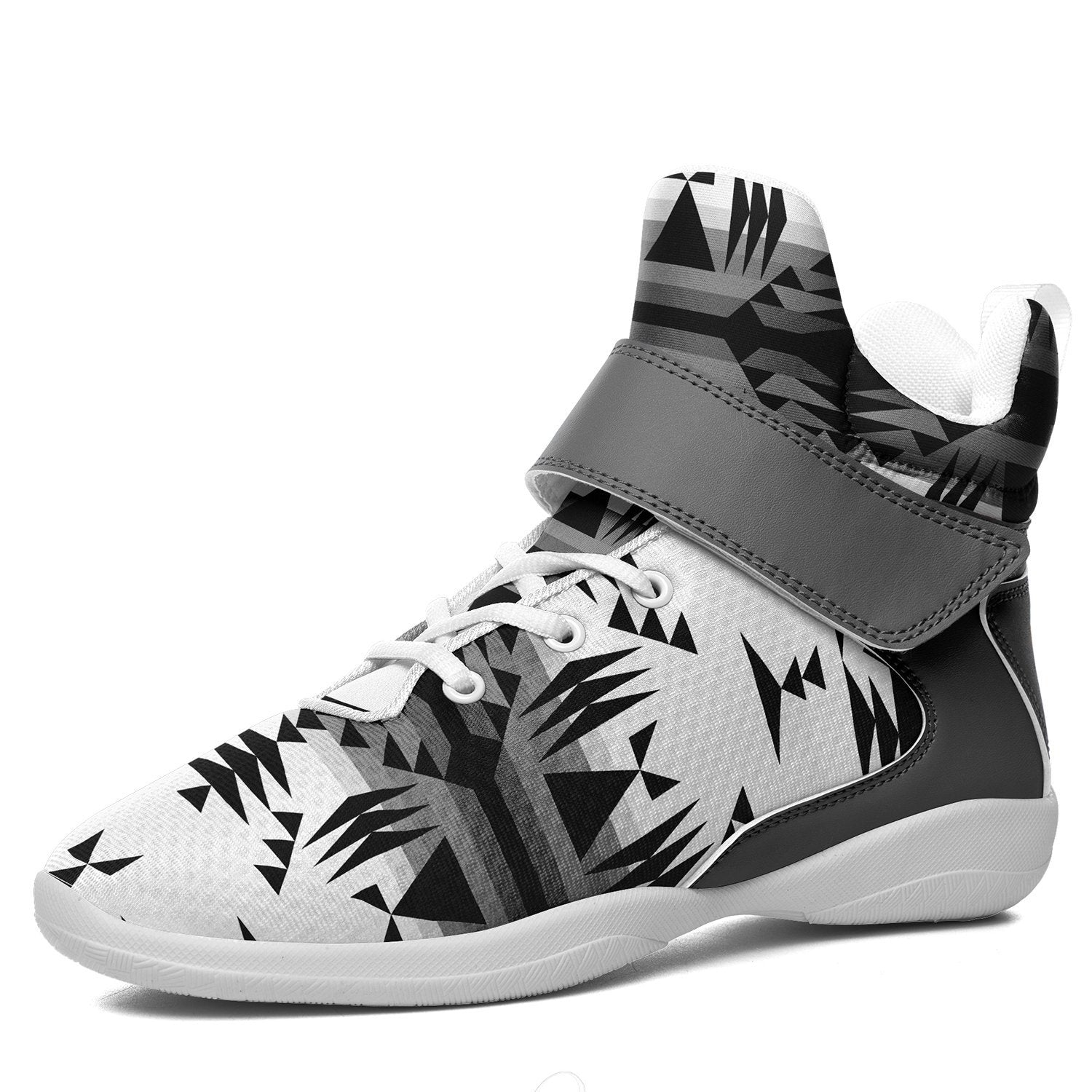 Between the Mountains White and Black Kid's Ipottaa Basketball / Sport High Top Shoes 49 Dzine US Child 12.5 / EUR 30 White Sole with Gray Strap 