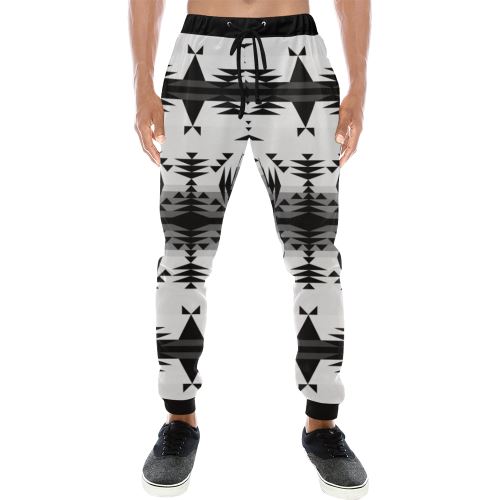 Between the Mountains White and Black Men's All Over Print Sweatpants (Model L11) Men's All Over Print Sweatpants (L11) e-joyer 