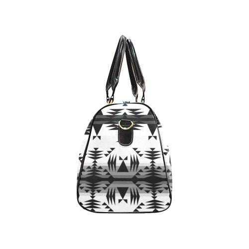 Between the Mountains White and Black New Waterproof Travel Bag/Large (Model 1639) Waterproof Travel Bags (1639) e-joyer 