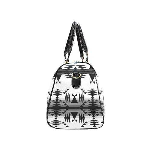 Between the Mountains White and Black New Waterproof Travel Bag/Large (Model 1639) Waterproof Travel Bags (1639) e-joyer 