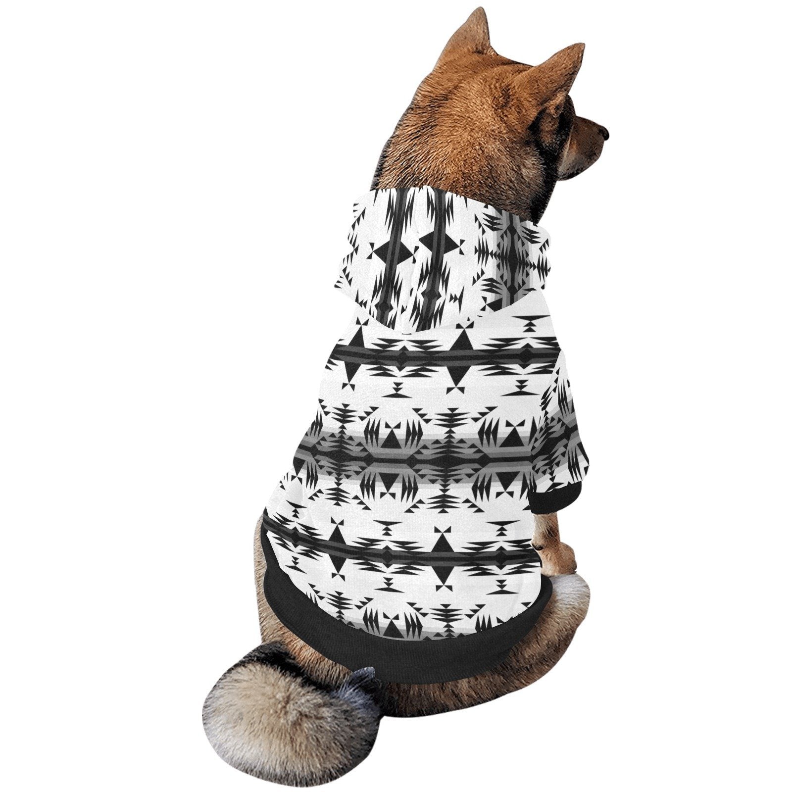 Between the Mountains White and Black Pet Dog Hoodie Pet Dog Hoodie e-joyer 