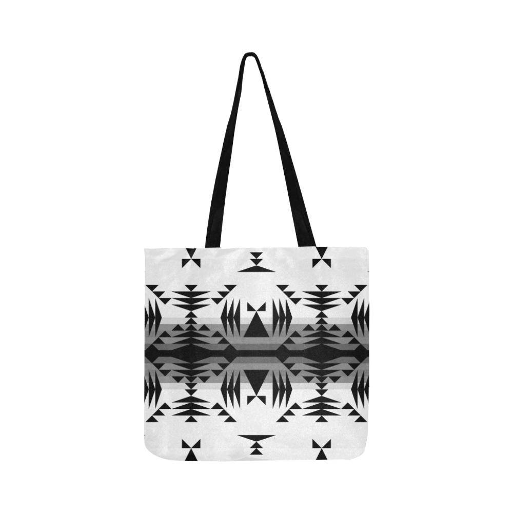 Between the Mountains White and Black Reusable Shopping Bag Model 1660 (Two sides) Shopping Tote Bag (1660) e-joyer 