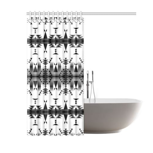 Between the Mountains White and Black Shower Curtain 60"x72" Shower Curtain 60"x72" e-joyer 