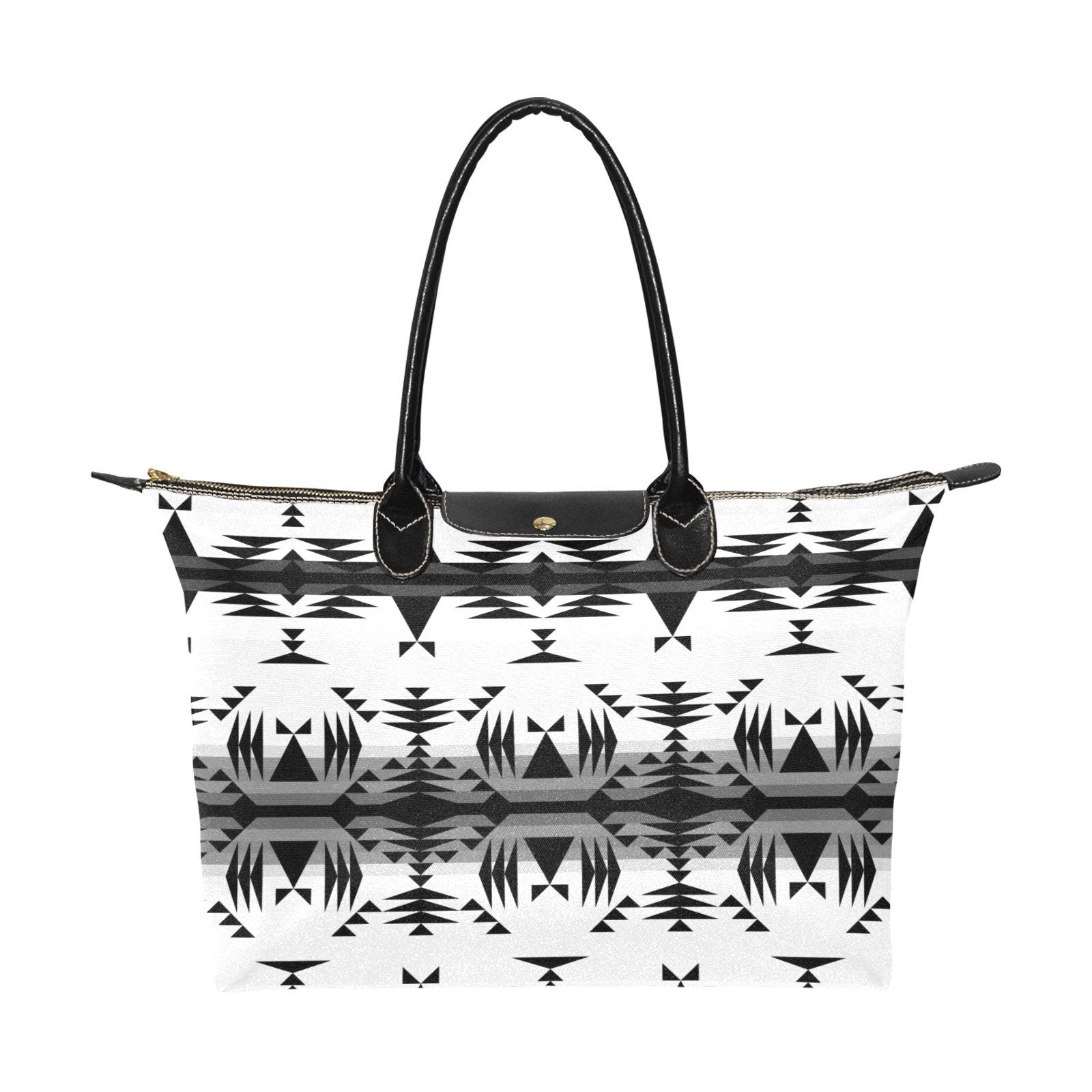 Between the Mountains White and Black Single-Shoulder Lady Handbag (Model 1714) bag e-joyer 