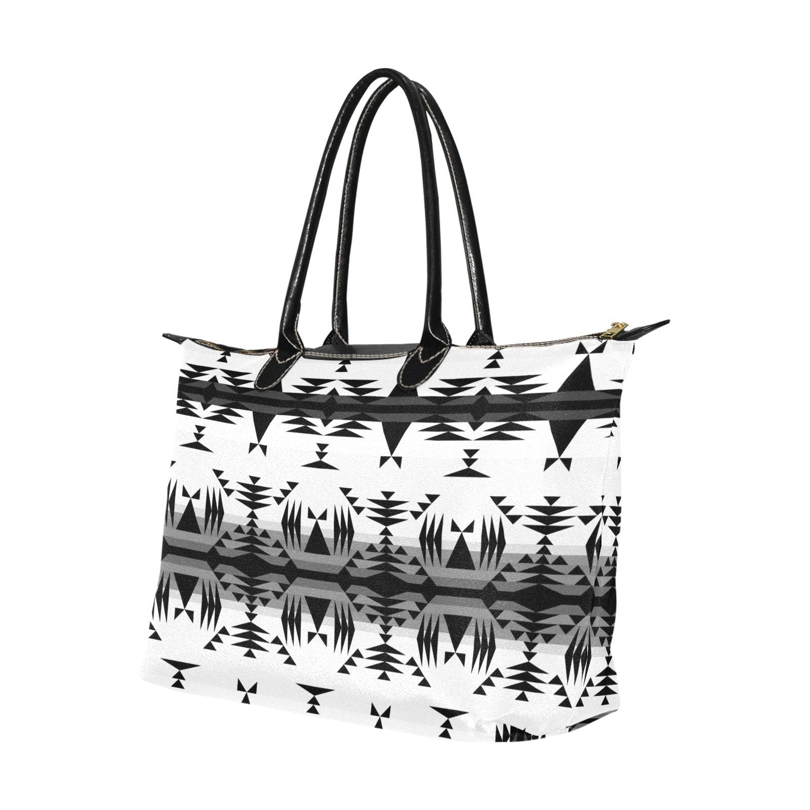Between the Mountains White and Black Single-Shoulder Lady Handbag (Model 1714) bag e-joyer 