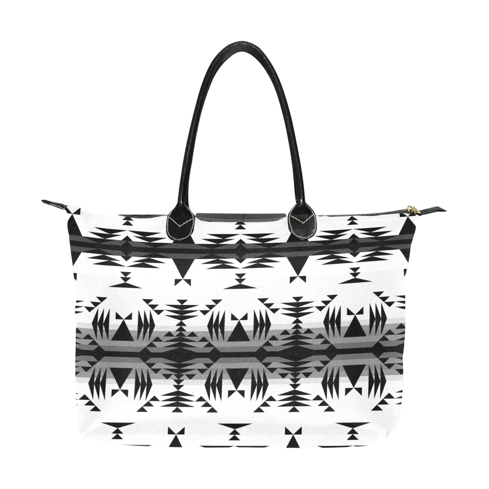 Between the Mountains White and Black Single-Shoulder Lady Handbag (Model 1714) bag e-joyer 