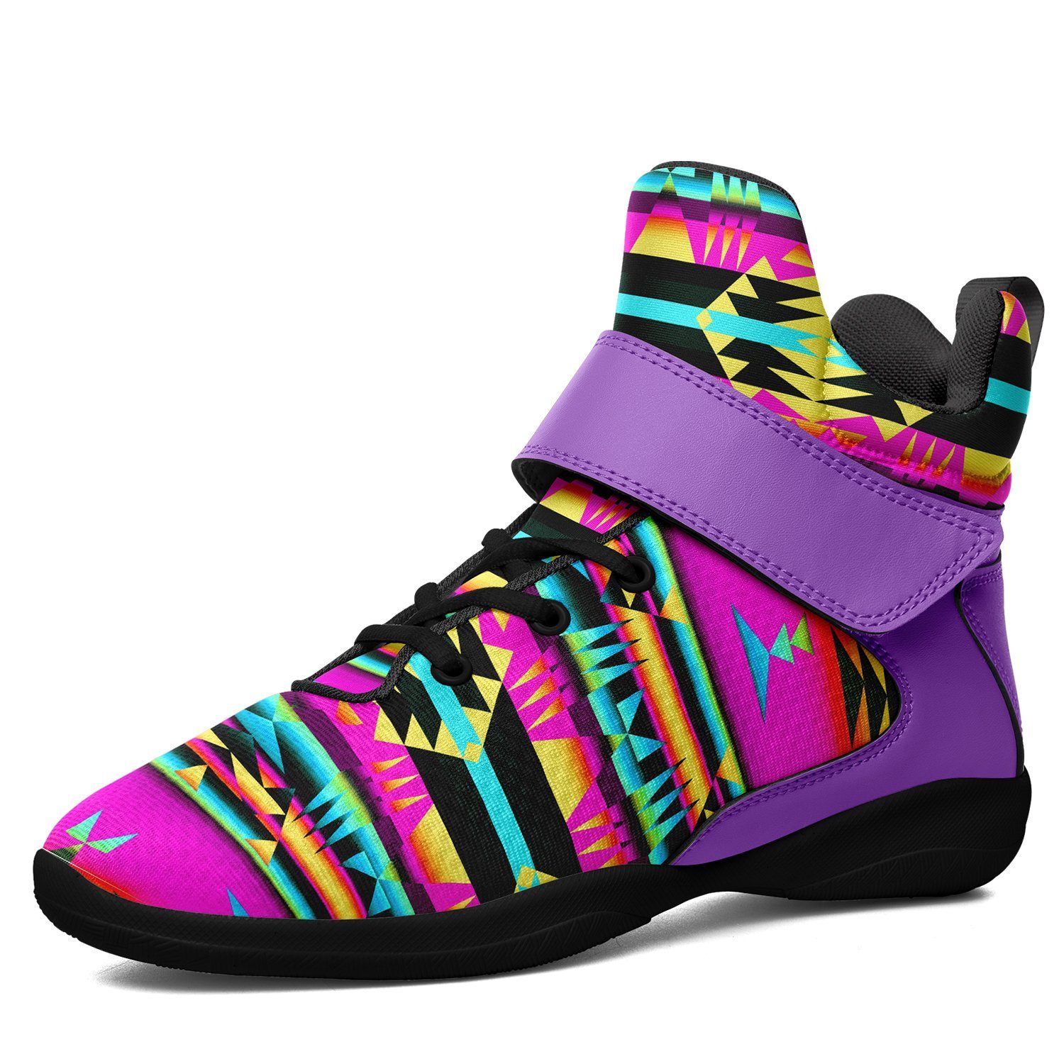 Between the Sunset Mountains Kid's Ipottaa Basketball / Sport High Top Shoes 49 Dzine US Child 12.5 / EUR 30 Black Sole with Lavender Strap 