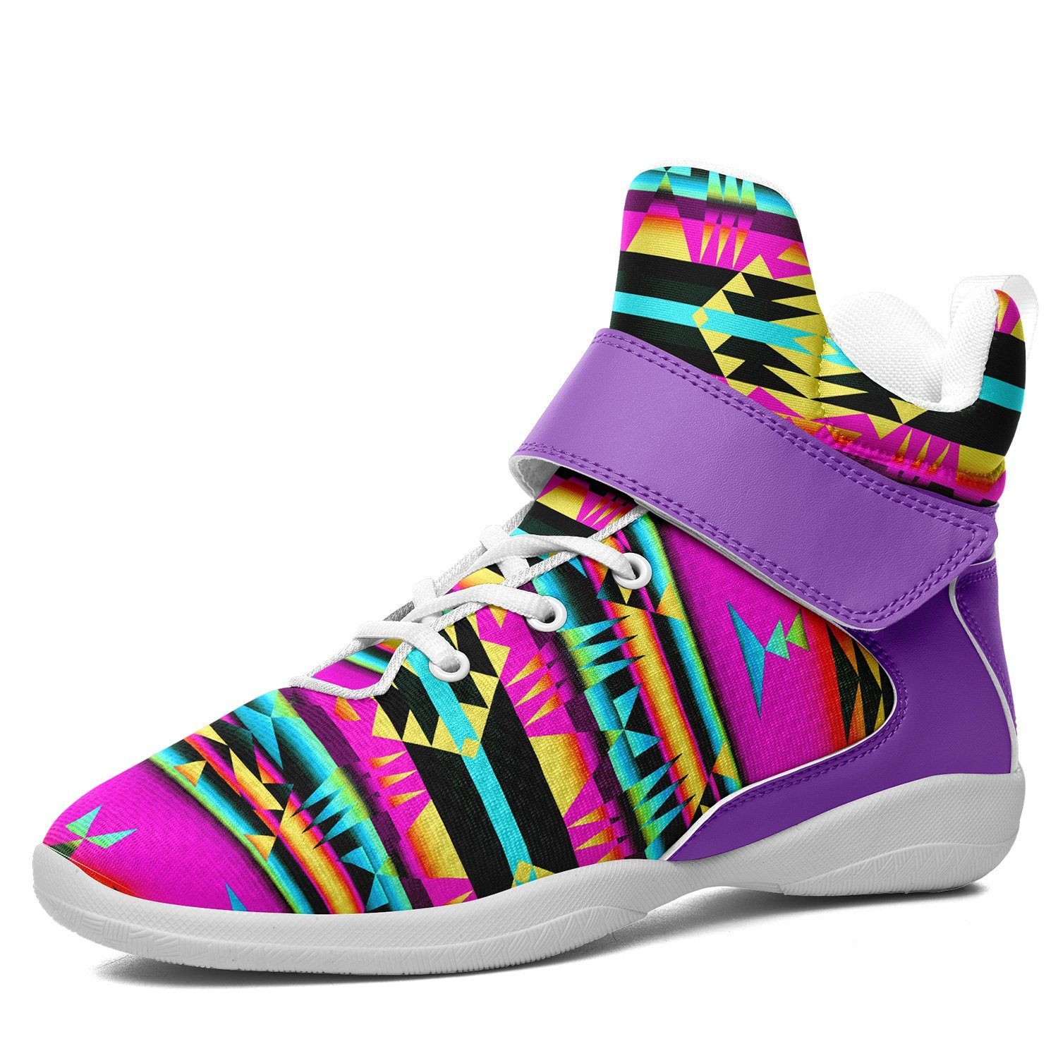Between the Sunset Mountains Kid's Ipottaa Basketball / Sport High Top Shoes 49 Dzine US Child 12.5 / EUR 30 White Sole with Lavender Strap 