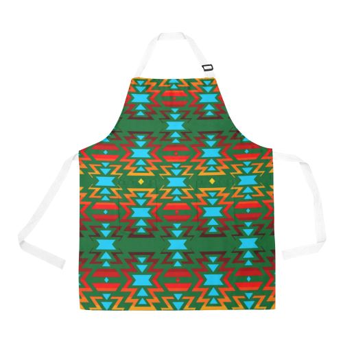 Big Pattern Fire Colors and Sky green All Over Print Apron All Over Print Apron e-joyer 