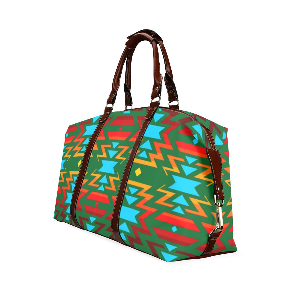 Big Pattern Fire Colors and Sky green Classic Travel Bag (Model 1643) Remake Classic Travel Bags (1643) e-joyer 