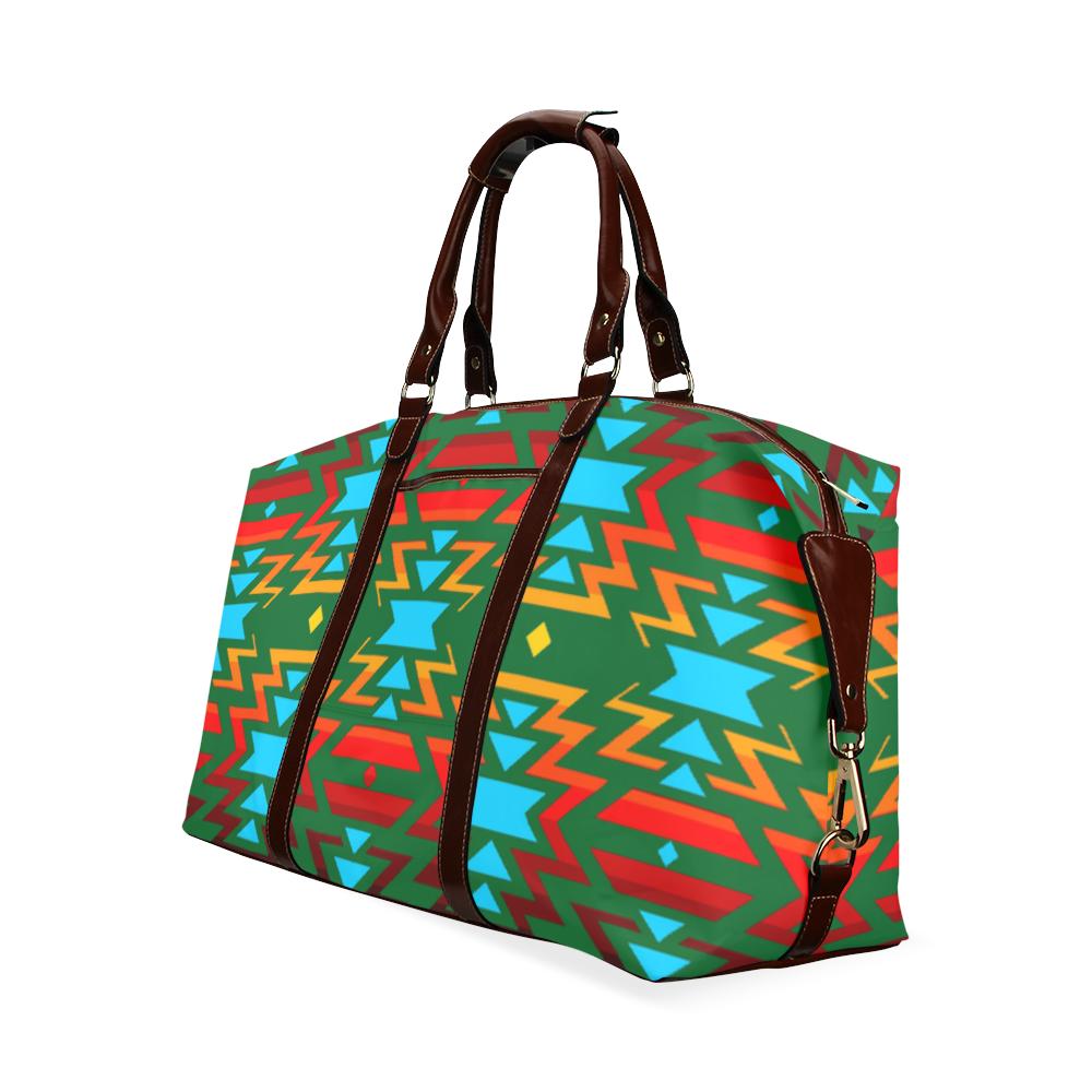 Big Pattern Fire Colors and Sky green Classic Travel Bag (Model 1643) Remake Classic Travel Bags (1643) e-joyer 