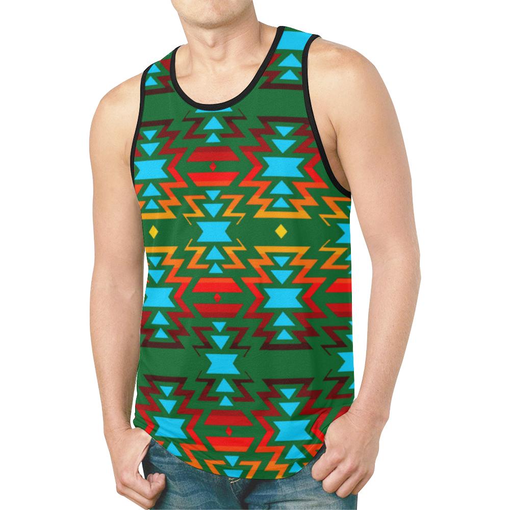 Big Pattern Fire Colors and Sky green New All Over Print Tank Top for Men (Model T46) New All Over Print Tank Top for Men (T46) e-joyer 