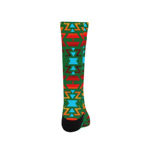 Big Pattern Fire Colors and Sky green Trouser Socks Socks e-joyer 