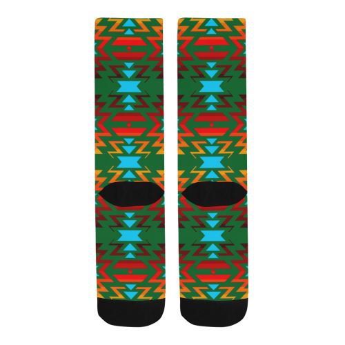 Big Pattern Fire Colors and Sky green Trouser Socks Socks e-joyer 