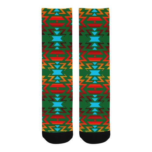 Big Pattern Fire Colors and Sky green Trouser Socks Socks e-joyer 