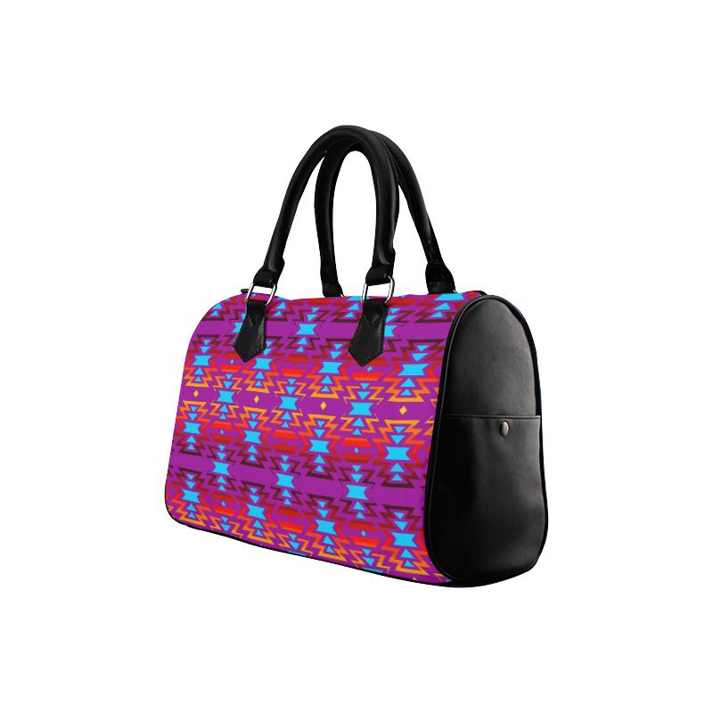 Big Pattern Fire Colors and Sky Moon Shadow Boston Handbag (Model 1621) Boston Handbags (1621) e-joyer 