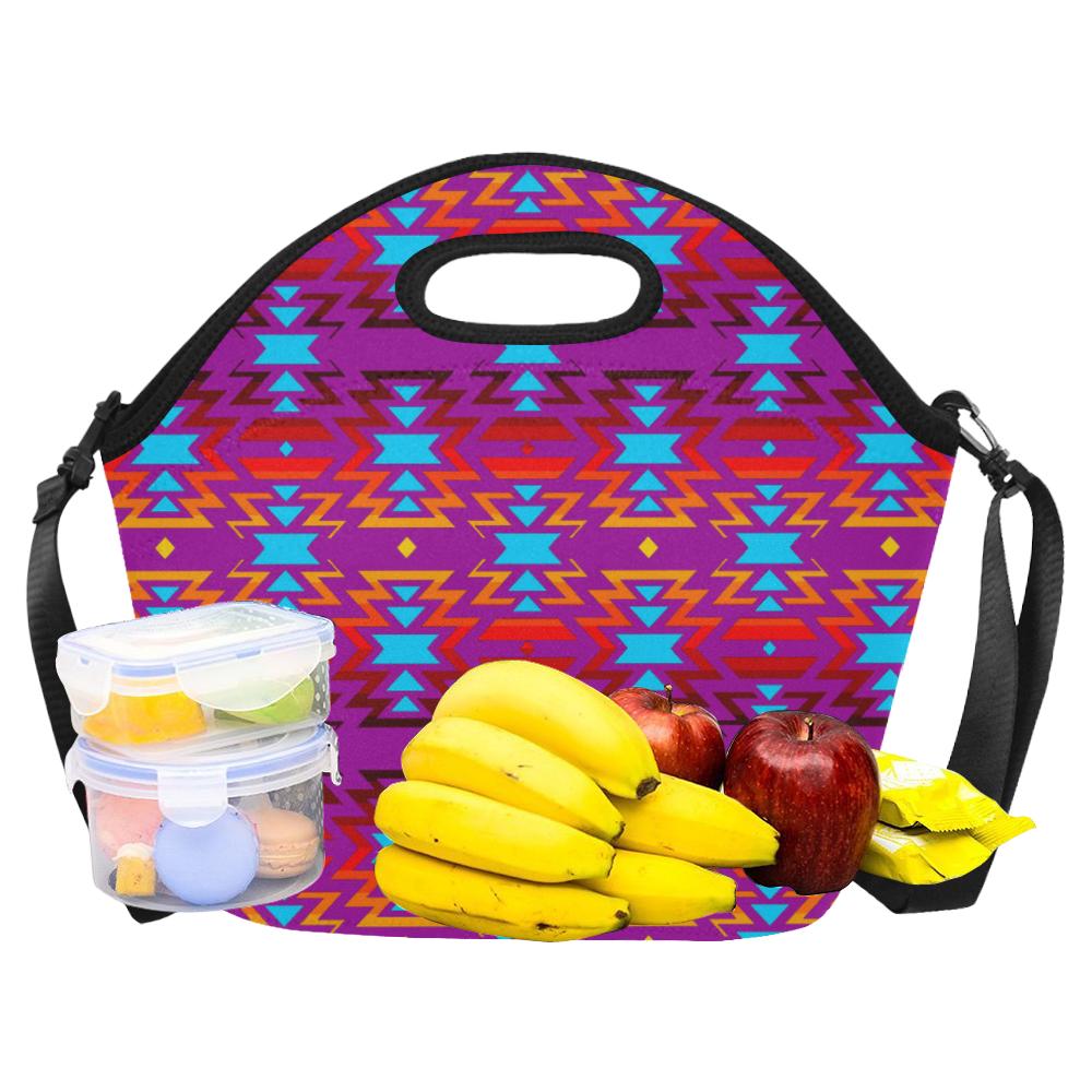 Big Pattern Fire Colors and Sky Moon Shadow Large Insulated Neoprene Lunch Bag That Replaces Your Purse (Model 1669) Neoprene Lunch Bag/Large (1669) e-joyer 