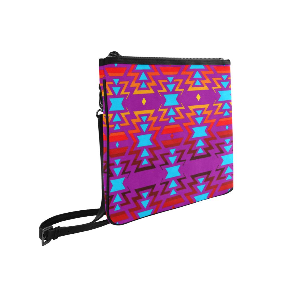 Big Pattern Fire Colors and Sky Moon Shadow Slim Clutch Bag (Model 1668) Slim Clutch Bags (1668) e-joyer 
