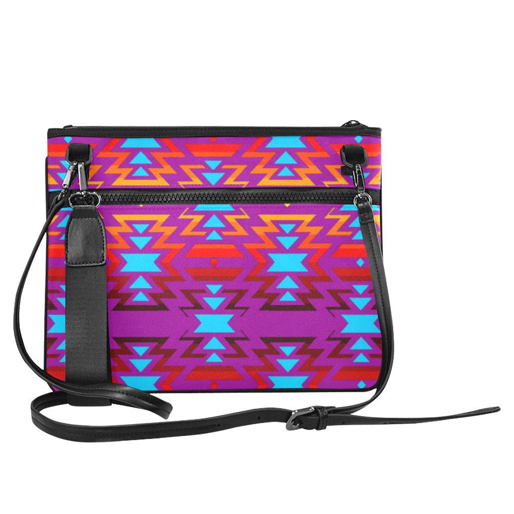 Big Pattern Fire Colors and Sky Moon Shadow Slim Clutch Bag (Model 1668) Slim Clutch Bags (1668) e-joyer 