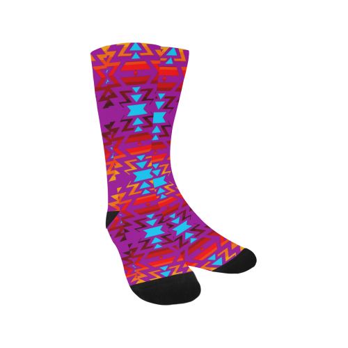 Big Pattern Fire Colors and Sky Moon Shadow Trouser Socks Socks e-joyer 