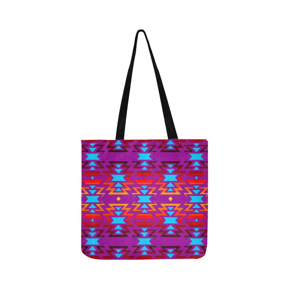 Big Pattern Fire Colors and Sky purple Reusable Shopping Bag Model 1660 (Two sides) Shopping Tote Bag (1660) e-joyer 