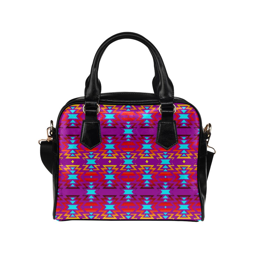 Big Pattern Fire Colors and Turquoise purple 2 Shoulder Handbag (Model 1634) Shoulder Handbags (1634) e-joyer 