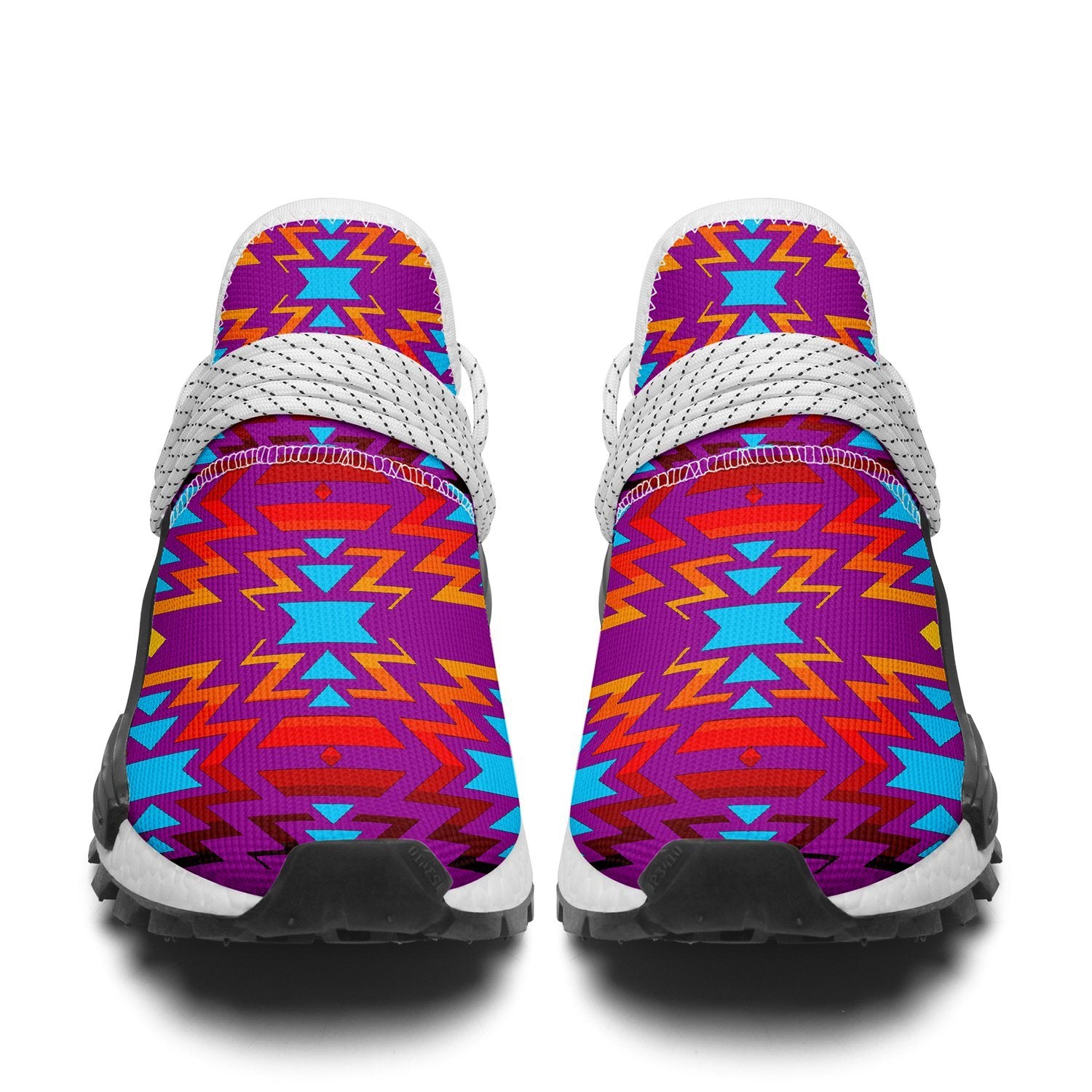 Big Pattern Fire Colors and Turquoise Purple Okaki Sneakers Shoes 49 Dzine 