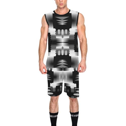 Black and White Sage All Over Print Basketball Uniform Basketball Uniform e-joyer 