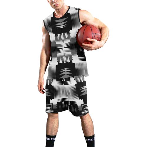 Black and White Sage All Over Print Basketball Uniform Basketball Uniform e-joyer 