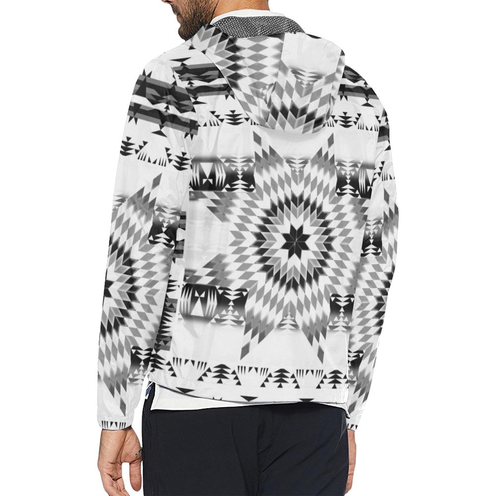 Black and White Star Quilt Unisex All Over Print Windbreaker (Model H23) All Over Print Windbreaker for Men (H23) e-joyer 