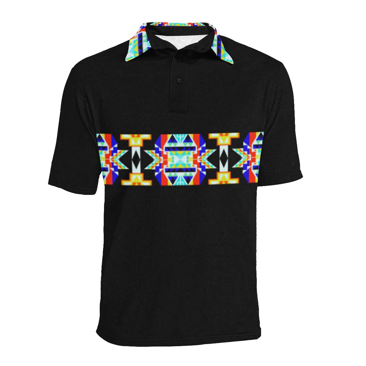Black Blanket Strip - I Men's All Over Print Polo Shirt (Model T55) Men's Polo Shirt (Model T55) e-joyer 