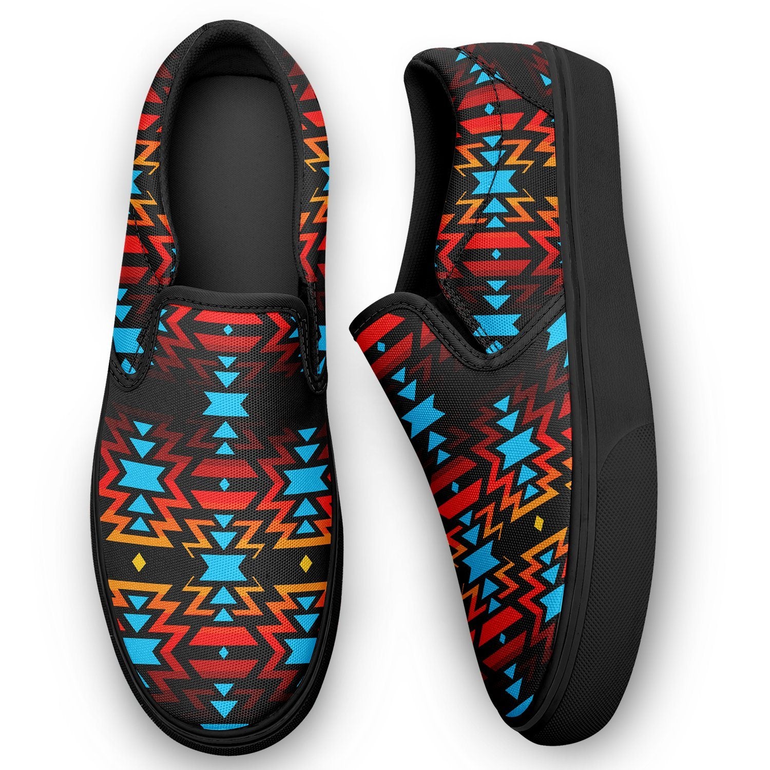 Black Fire and Sky Otoyimm Canvas Slip On Shoes 49 Dzine 