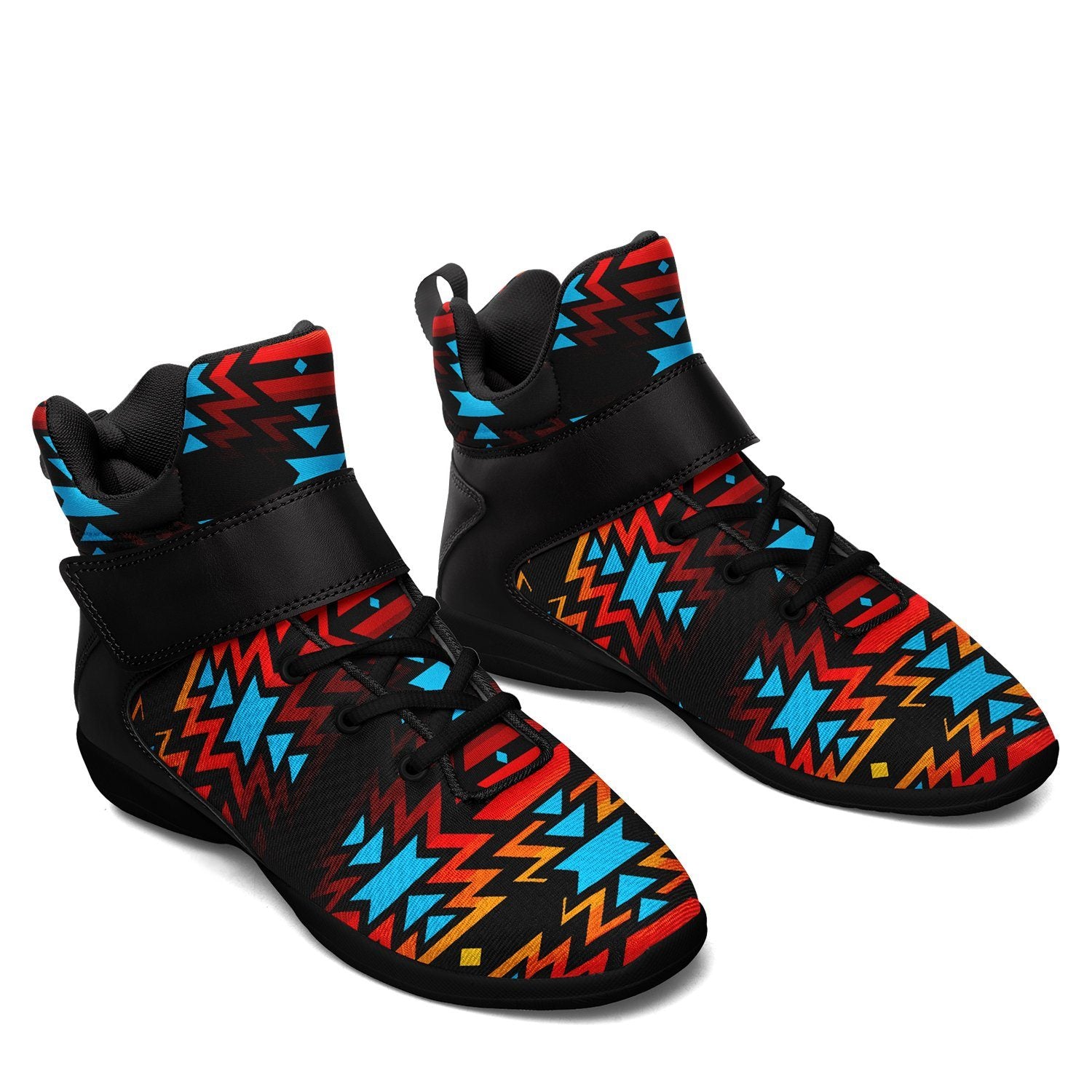 Black Fire and Turquoise Ipottaa Basketball / Sport High Top Shoes 49 Dzine 