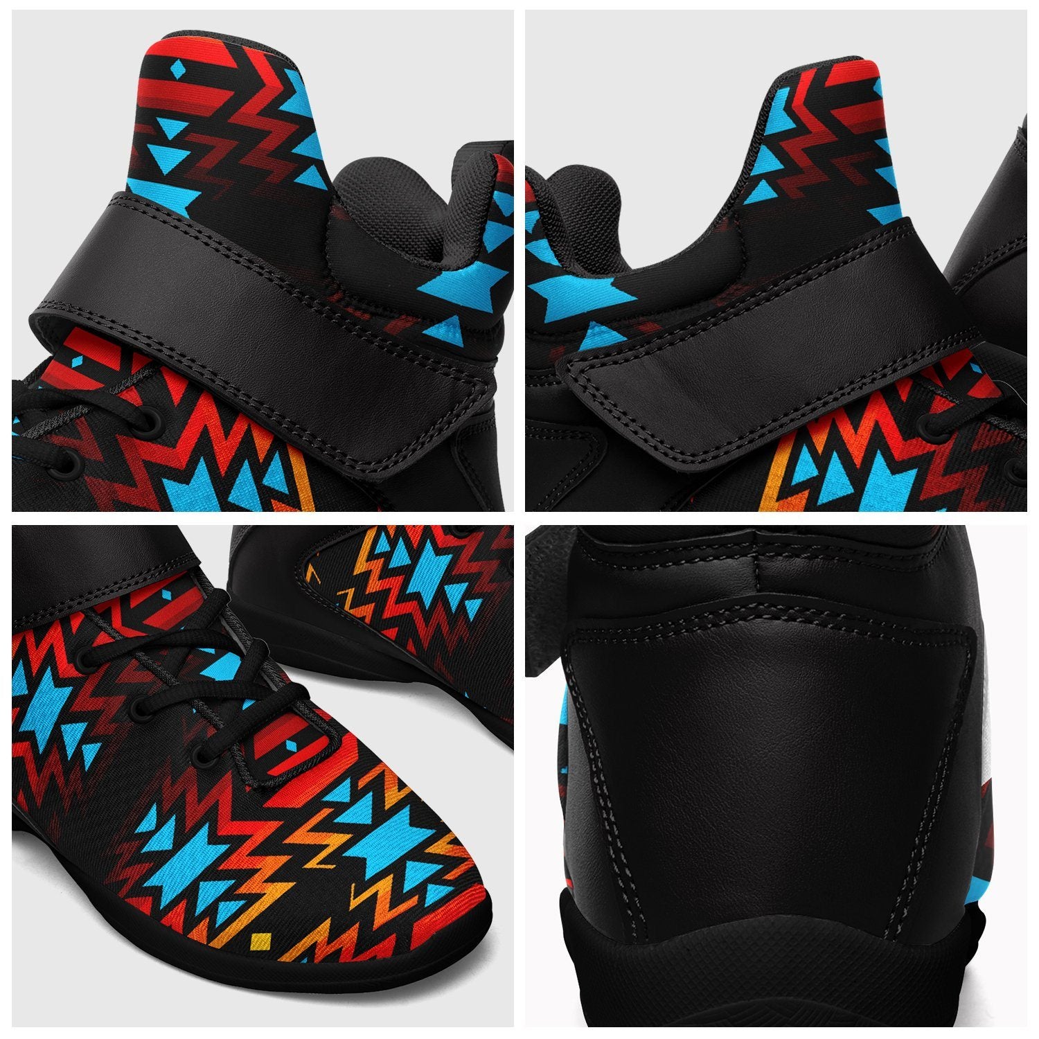 Black Fire and Turquoise Ipottaa Basketball / Sport High Top Shoes 49 Dzine 