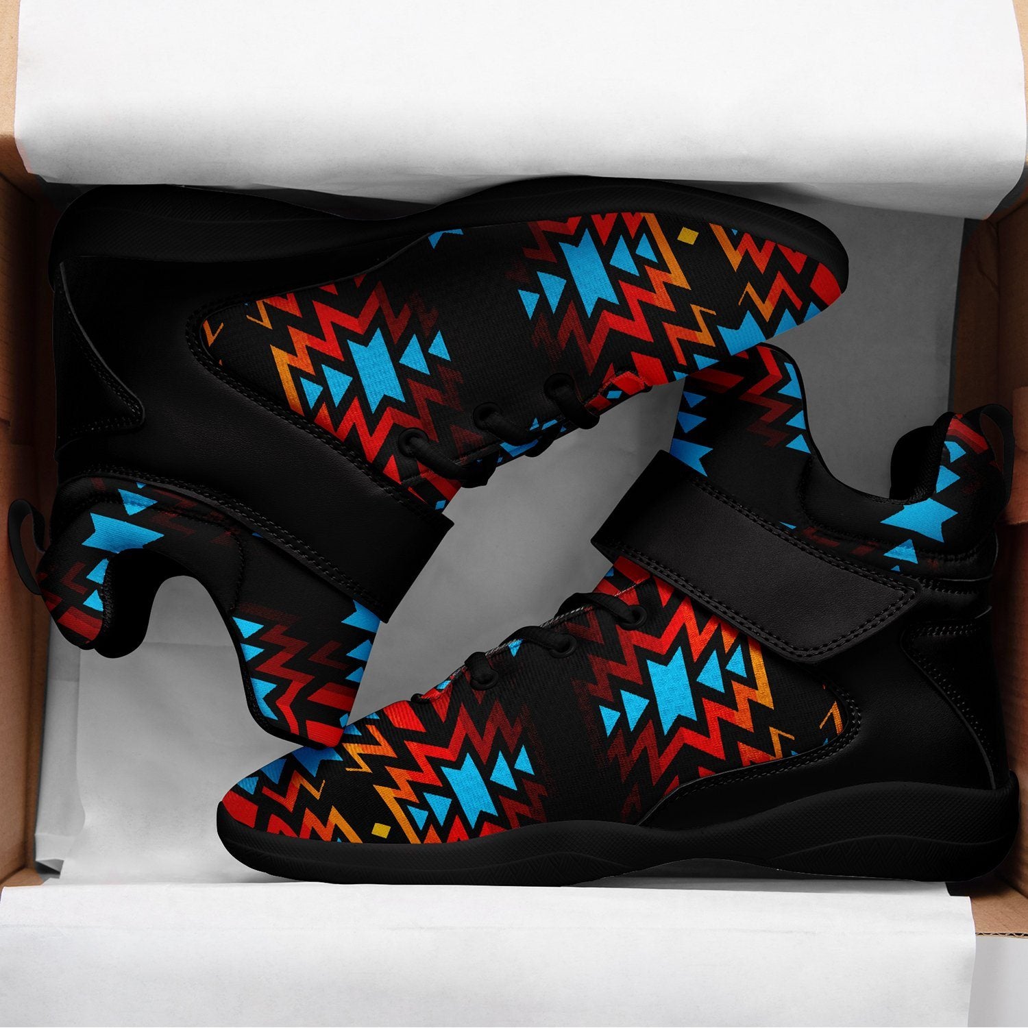 Black Fire and Turquoise Ipottaa Basketball / Sport High Top Shoes 49 Dzine 