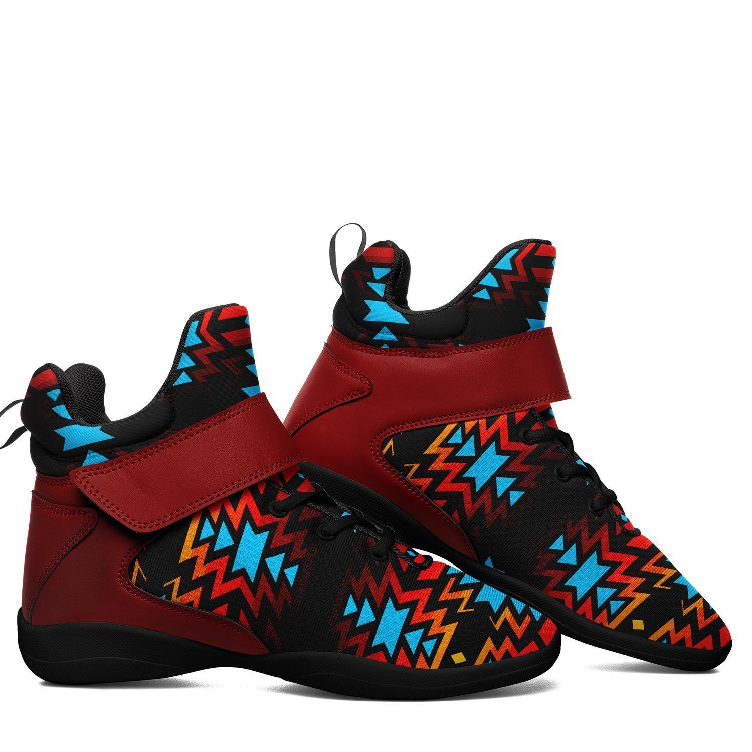 Black Fire and Turquoise Ipottaa Basketball / Sport High Top Shoes - Black Sole 49 Dzine 