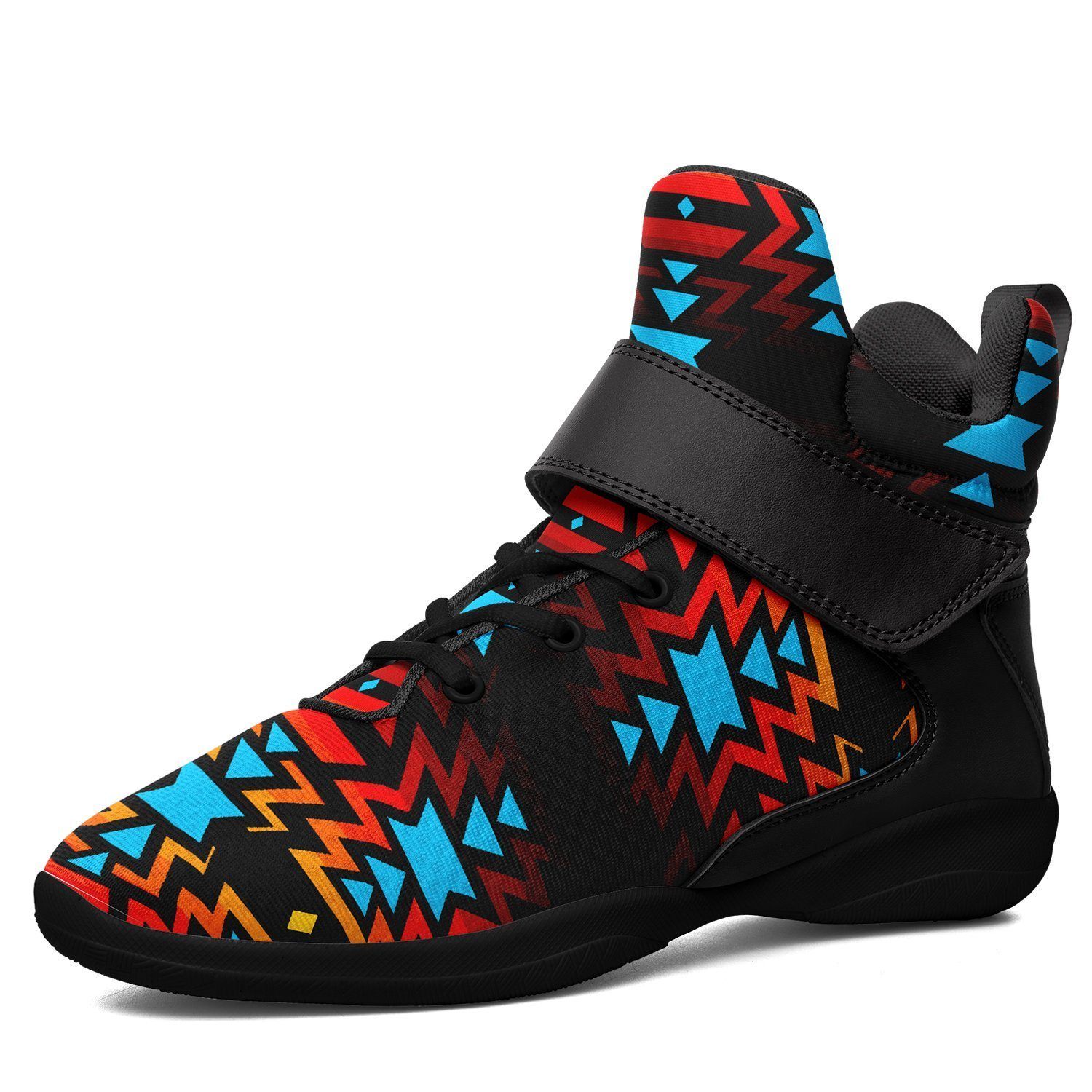 Black Fire and Turquoise Kid's Ipottaa Basketball / Sport High Top Shoes 49 Dzine US Child 12.5 / EUR 30 Black Sole with Black Strap 