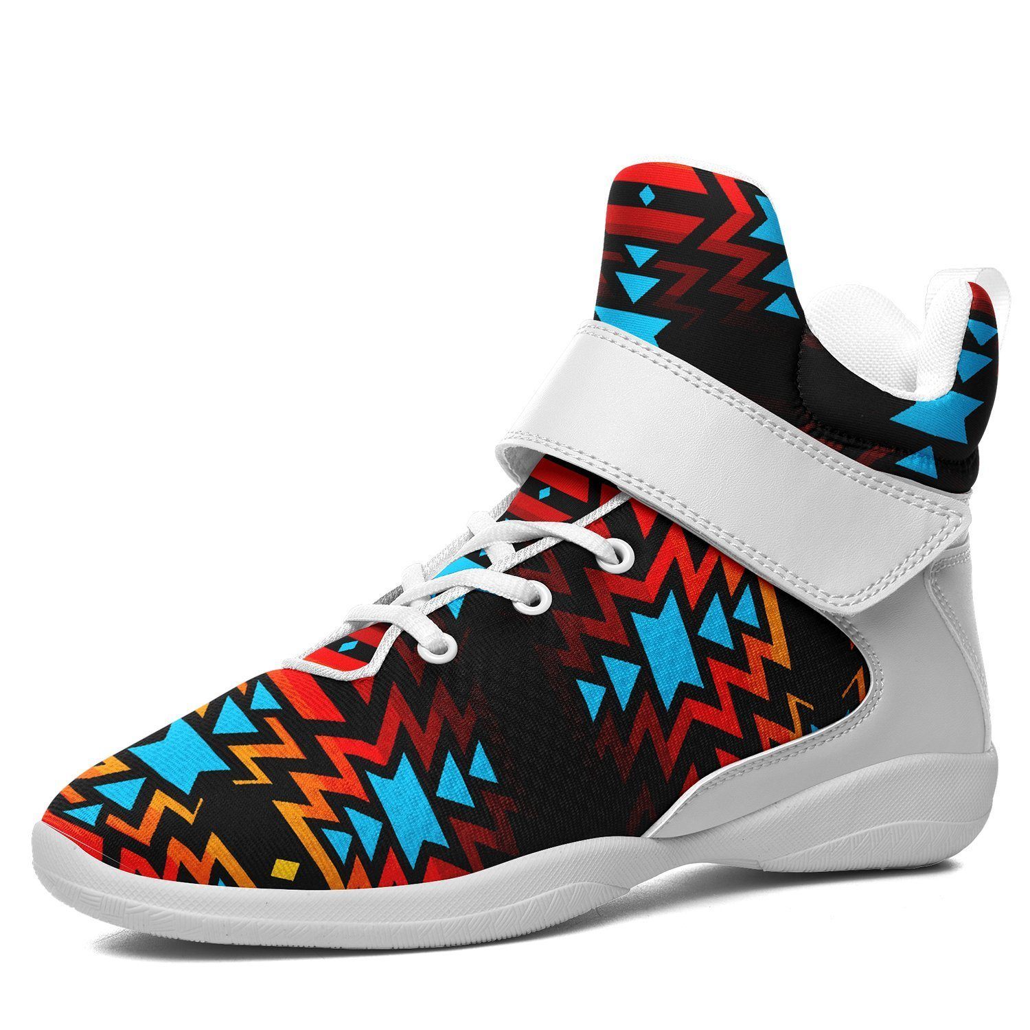 Black Fire and Turquoise Kid's Ipottaa Basketball / Sport High Top Shoes 49 Dzine US Child 12.5 / EUR 30 White Sole with White Strap 