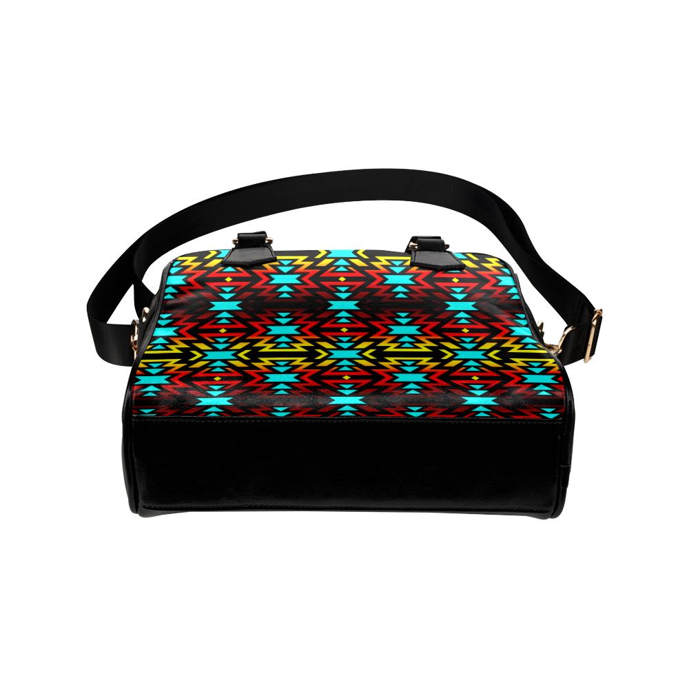 Black Fire and Turquoise Shoulder Handbag (Model 1634) Shoulder Handbags (1634) e-joyer 