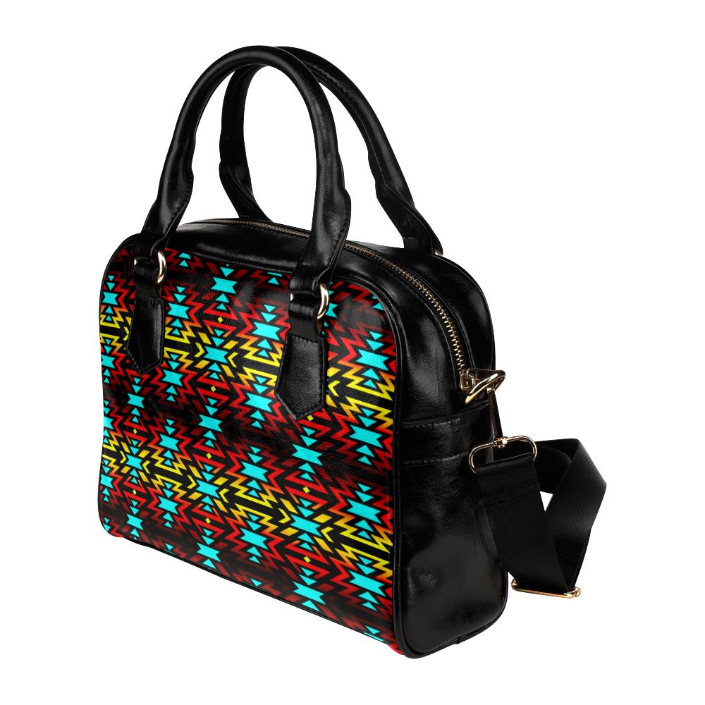 Black Fire and Turquoise Shoulder Handbag (Model 1634) Shoulder Handbags (1634) e-joyer 