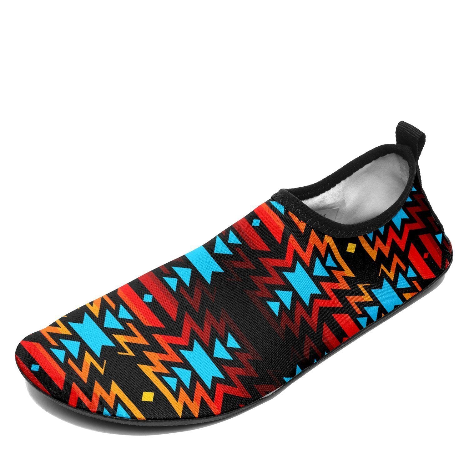 Black Fire and Turquoise Sockamoccs Kid's Slip On Shoes 49 Dzine 