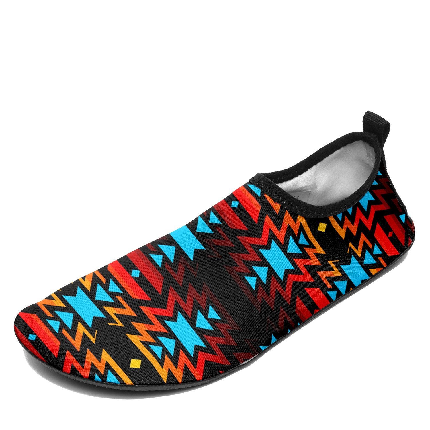 Black Fire and Turquoise Sockamoccs Slip On Shoes 49 Dzine 