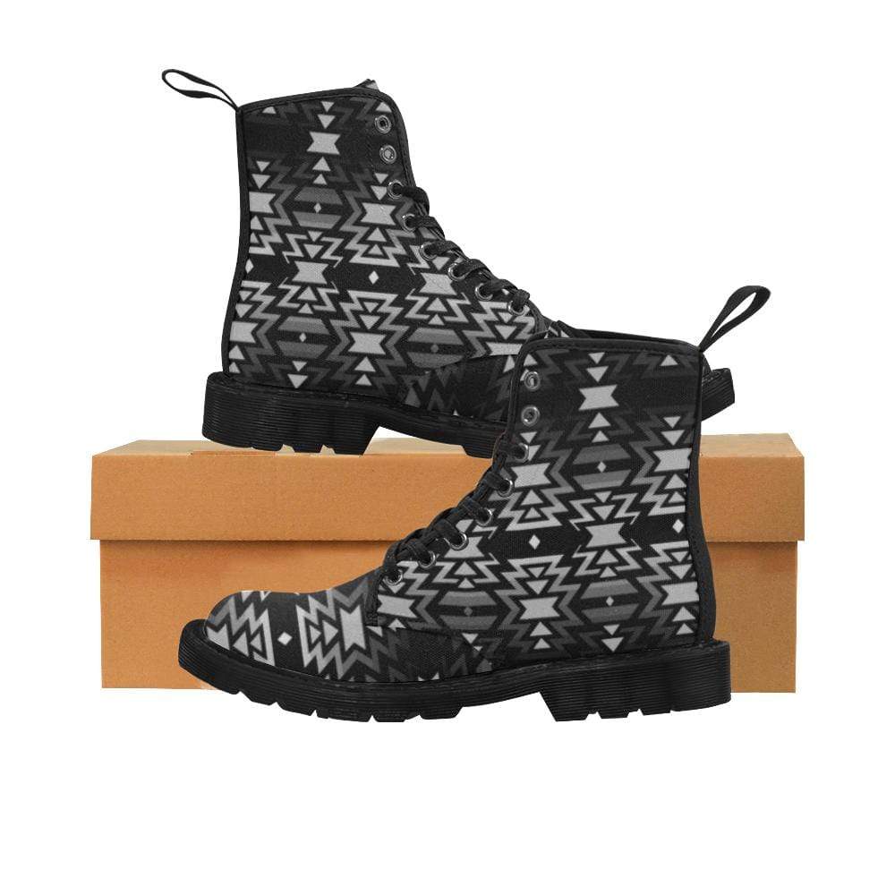 Black Fire Black and Gray Boots for Men (Black) (Model 1203H) Martin Boots for Men (Black) (1203H) e-joyer 