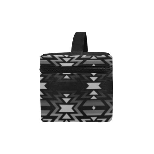 Black Fire Black and Gray Cosmetic Bag/Large (Model 1658) Cosmetic Bag e-joyer 