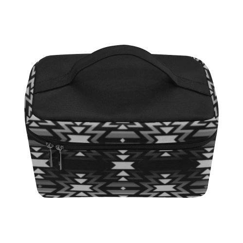 Black Fire Black and Gray Cosmetic Bag/Large (Model 1658) Cosmetic Bag e-joyer 