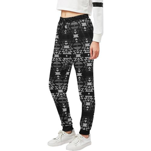 Black Fire Black and Gray Women's All Over Print Sweatpants (Model L11) Women's All Over Print Sweatpants (L11) e-joyer 