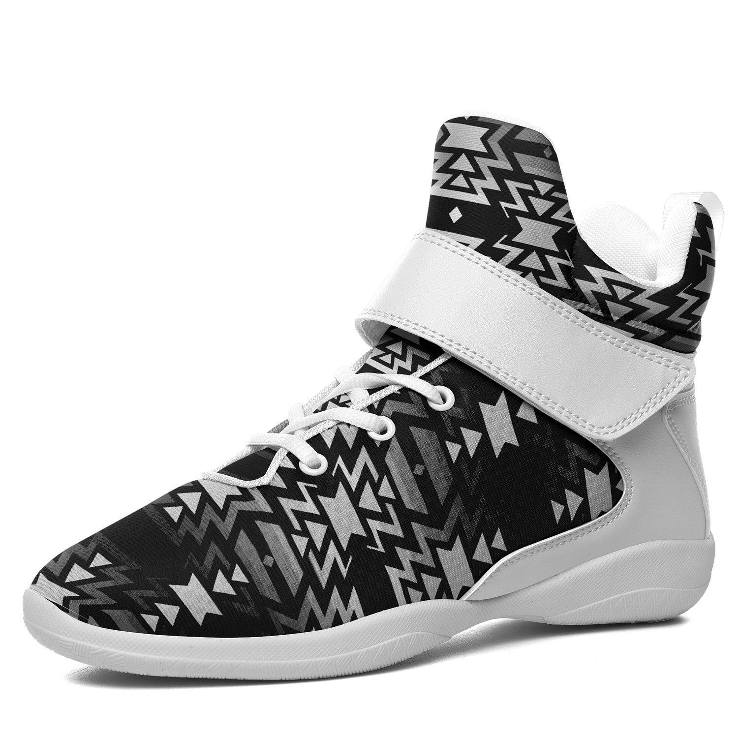 Black Fire Black and White Ipottaa Basketball / Sport High Top Shoes - White Sole 49 Dzine US Women 8.5 / EUR 40 White Sole with White Strap 