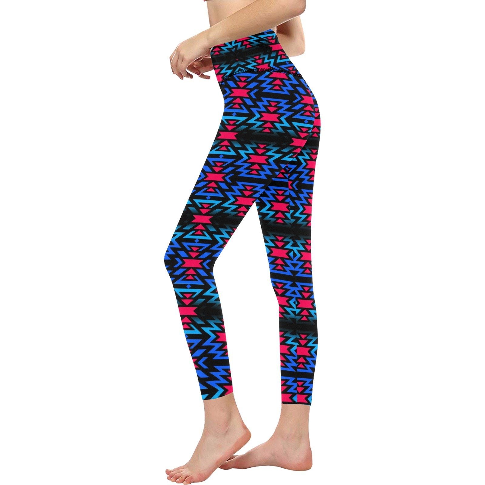 Black Fire Dragonfly All Over Print High-Waisted Leggings (Model L36) High-Waisted Leggings (L36) e-joyer 