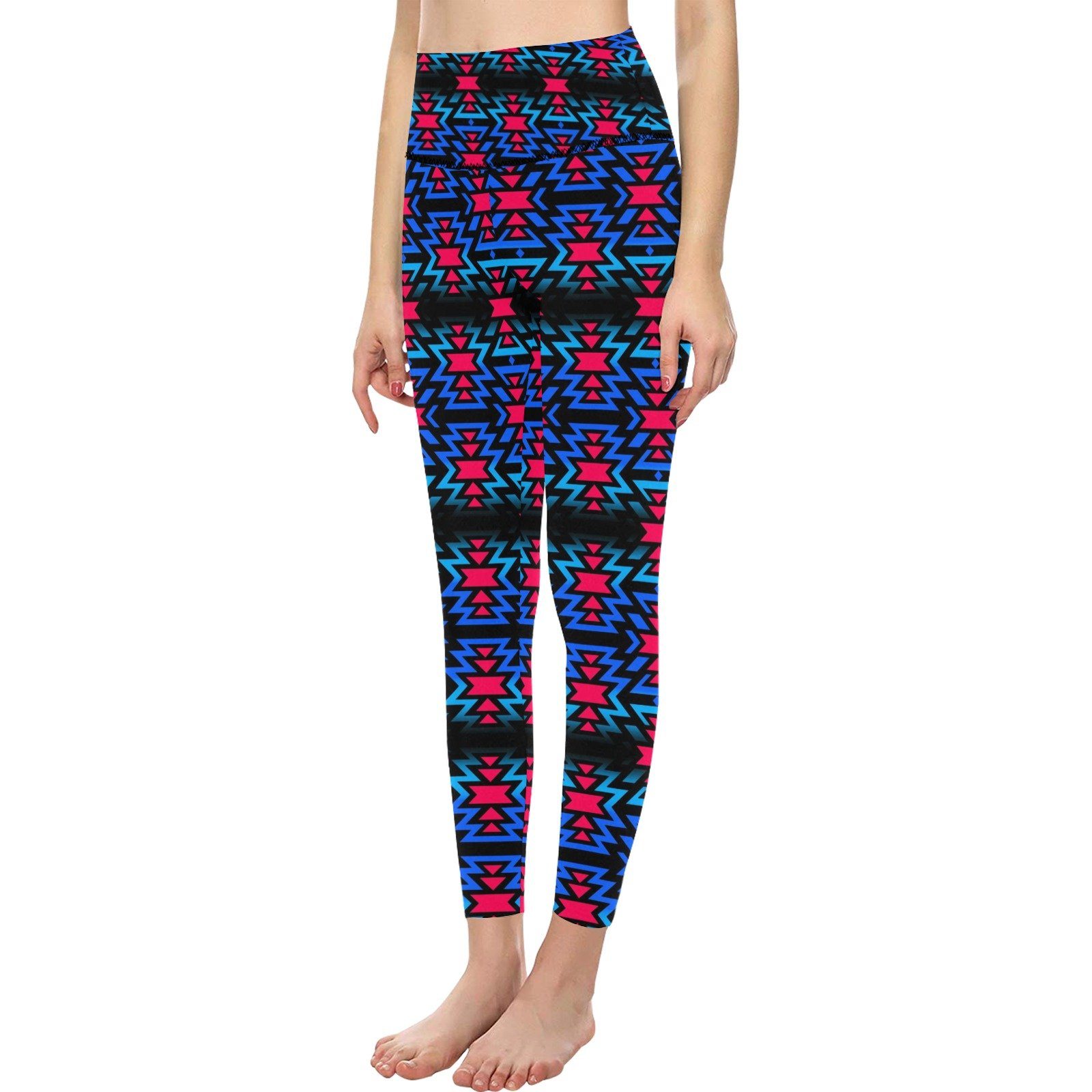 Black Fire Dragonfly All Over Print High-Waisted Leggings (Model L36) High-Waisted Leggings (L36) e-joyer 