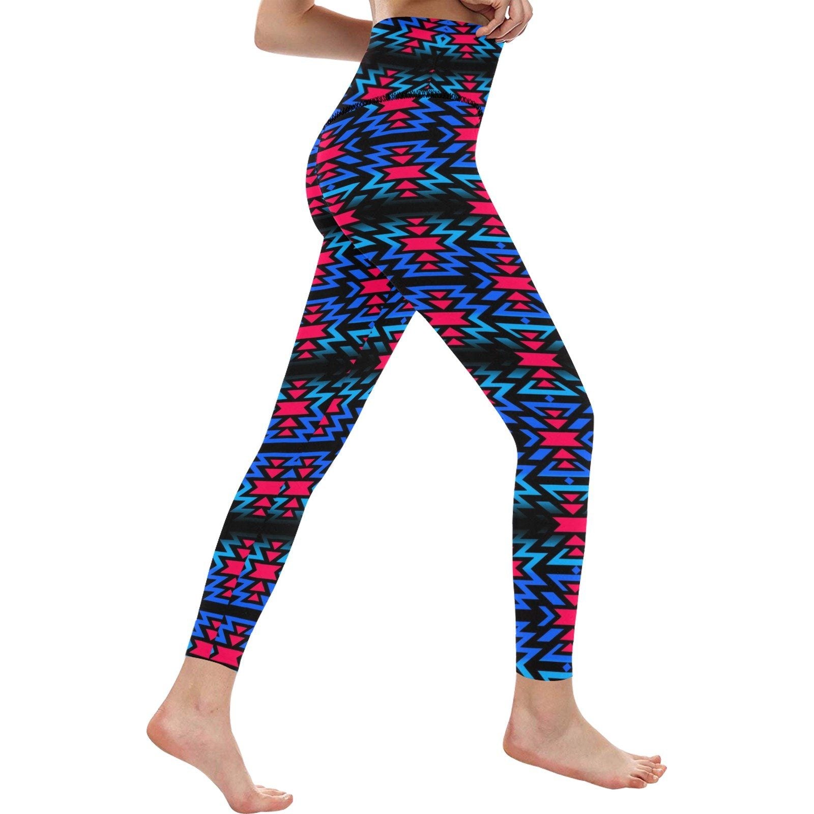 Black Fire Dragonfly All Over Print High-Waisted Leggings (Model L36) High-Waisted Leggings (L36) e-joyer 